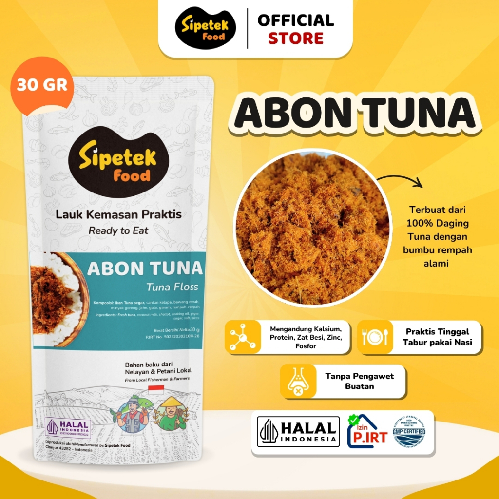 

Abon Ikan Tuna Asli Original Kemasan Pouch 30gr Sipetek Food