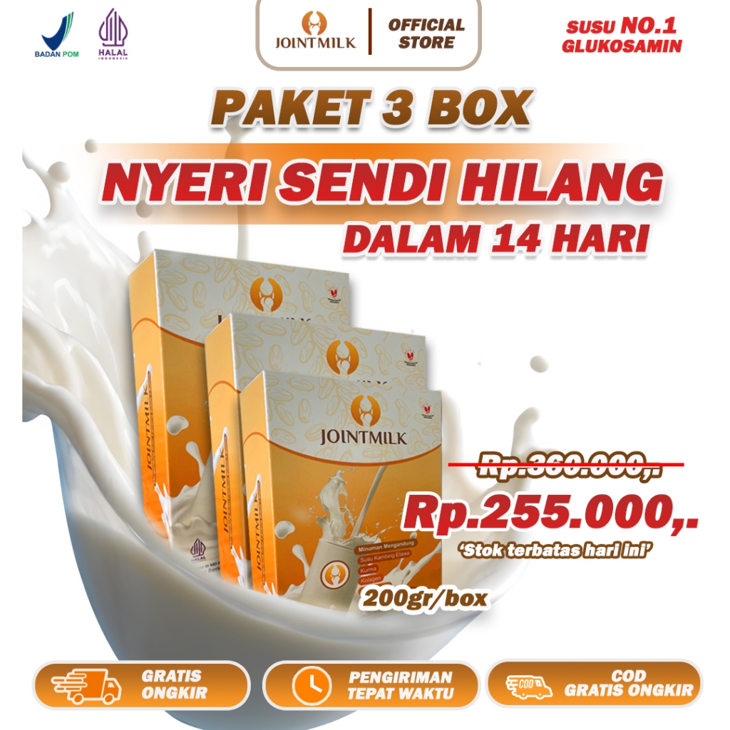 

JOINTMILK Susu Etawa 3 box – Efektif Atasi Nyeri Sendi&Tulang dalam 14 Hari No.1 Glukosamin+Kolagen