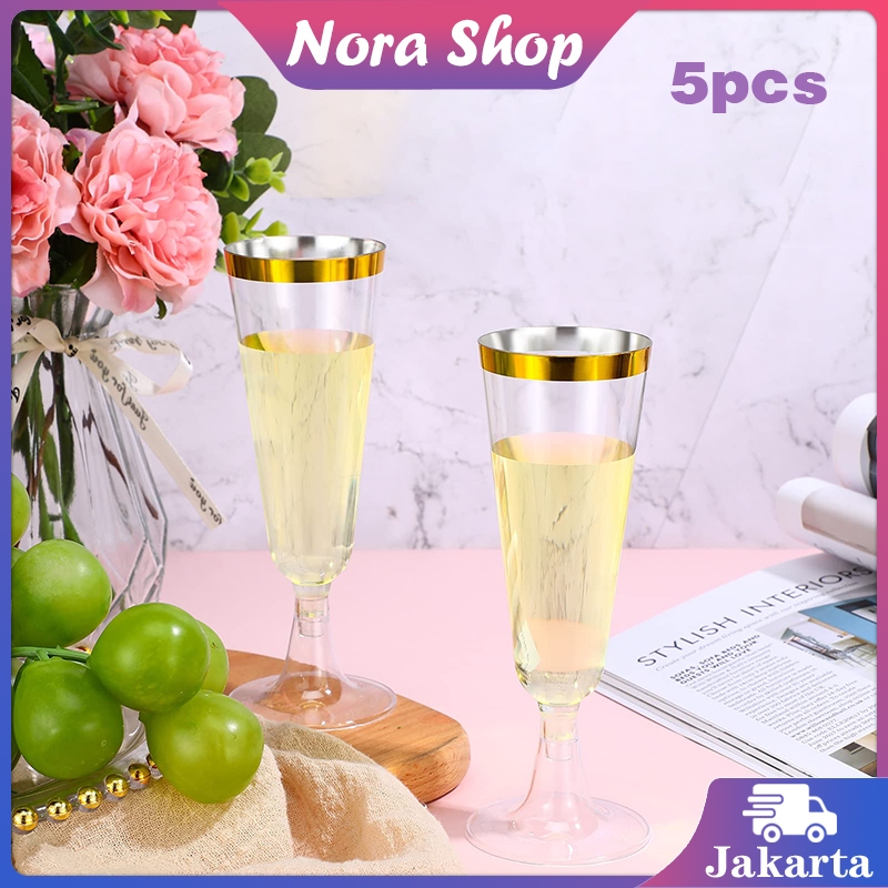 Gelas Champagne Plastik / 5pcs Disposable Gelas Kaki / Gelas Wine