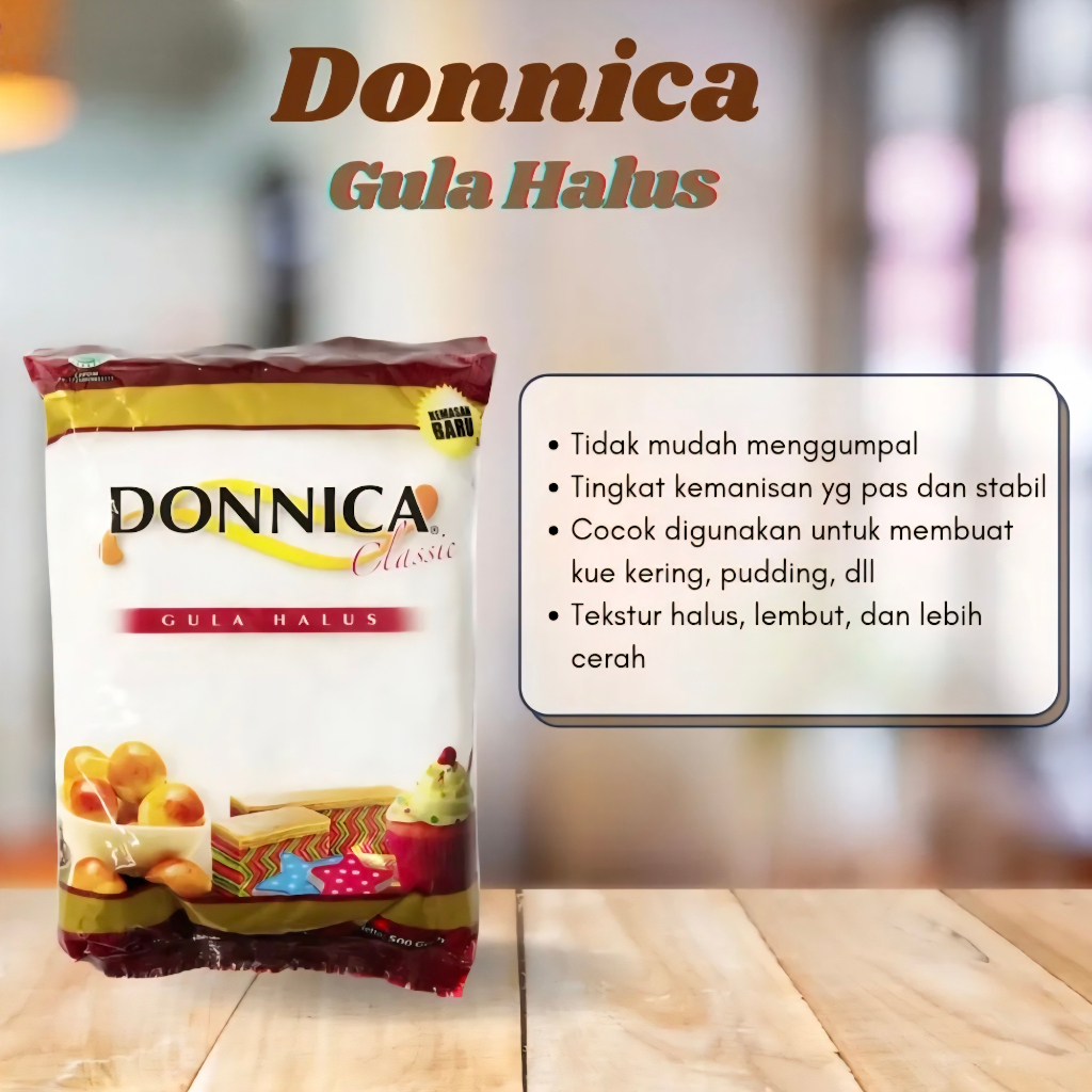 

Donnica Gula Halus Serbaguna untuk Adonan Kue Biskuit Icing 500 gram