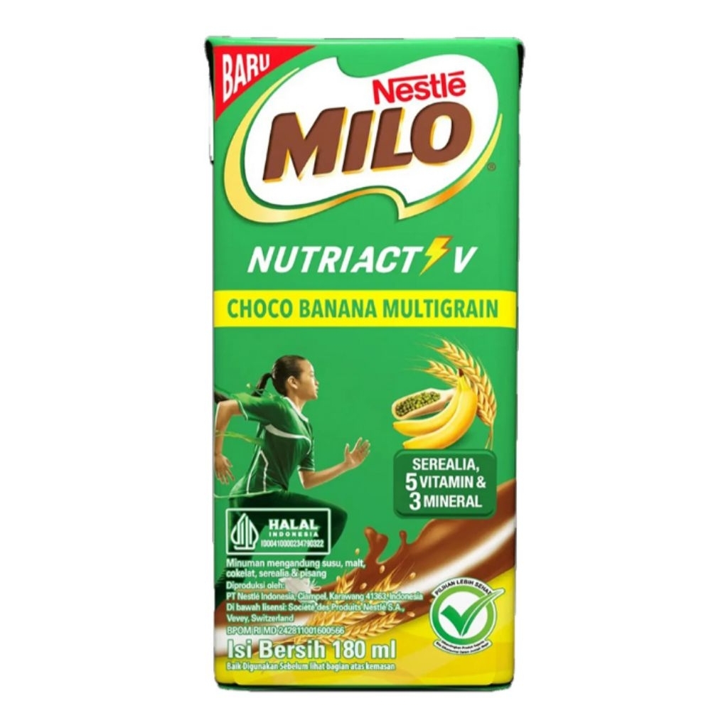 

Milo Nutriactive Minuman Multigrain Cokelat Pisang UHT Kotak 180 ml