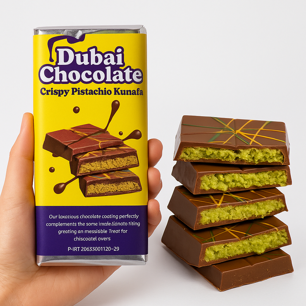 

(Size Tanggung ±130 gr) Coklat Dubai PISTACHIO KUNAFE Chocolate Original Cokelat Viral Kemasan Kecil Makanan Cemilan Chocoa Food