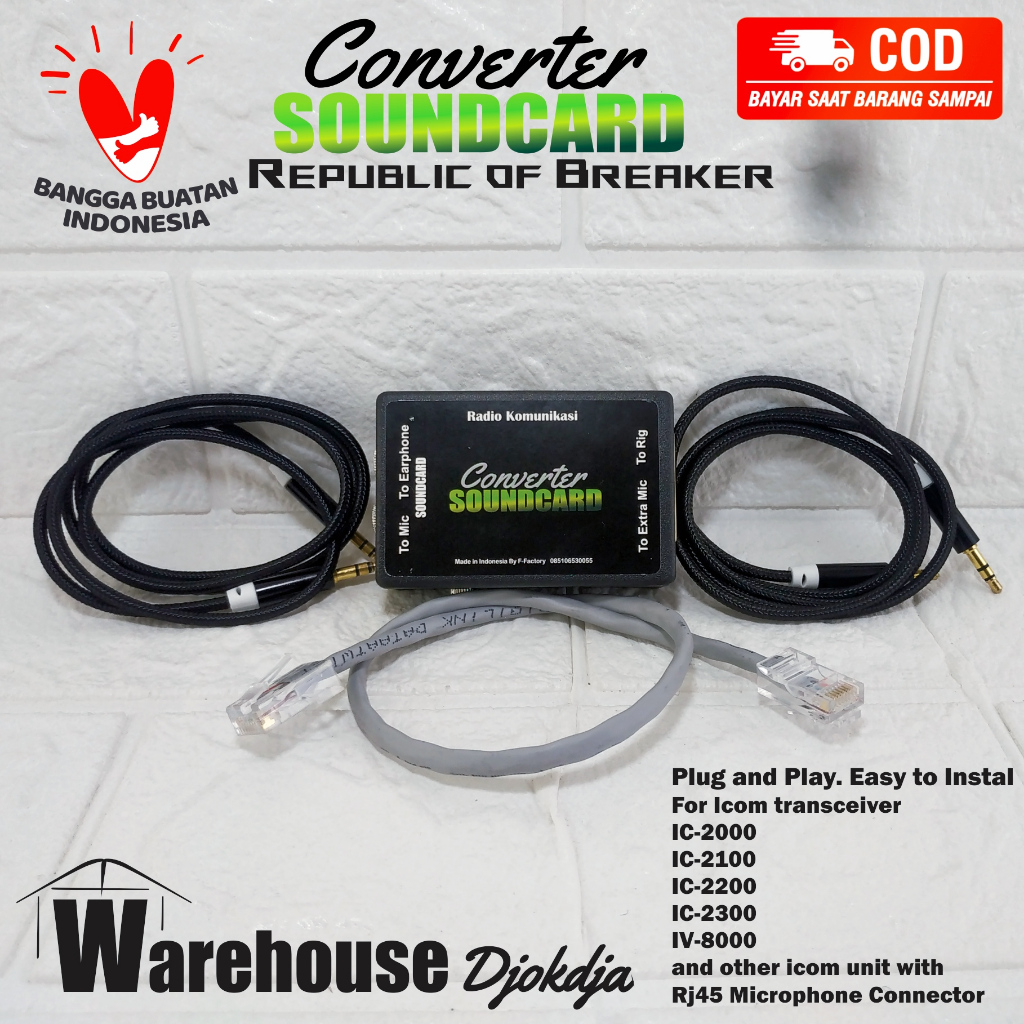 Converter Soundcard / Mixer / Micom Radio Komunikasi Rig Icom IC 2000 2100 2200 2300 8000 3500