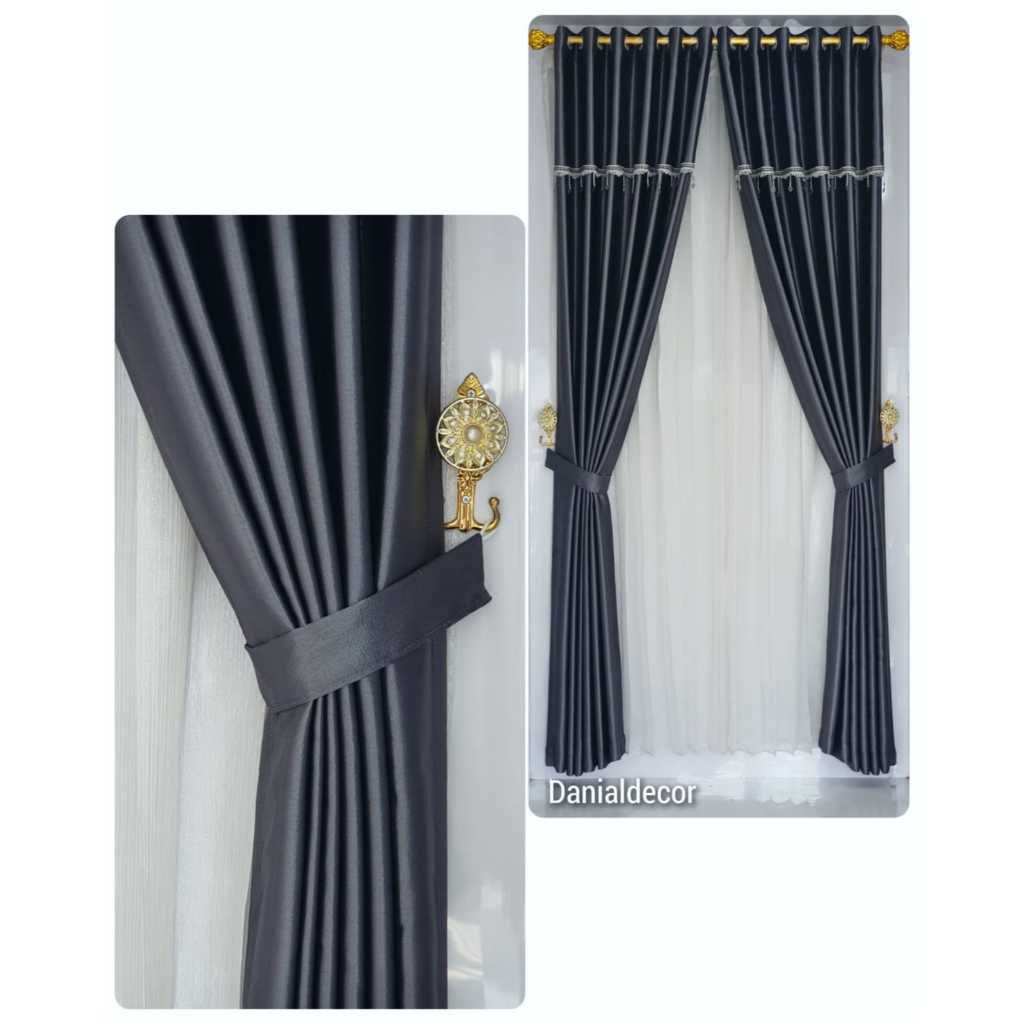 gorden poni smokring polos blackout import tebal jendela pintu kamar tidur ruang tamu mewah panjang
