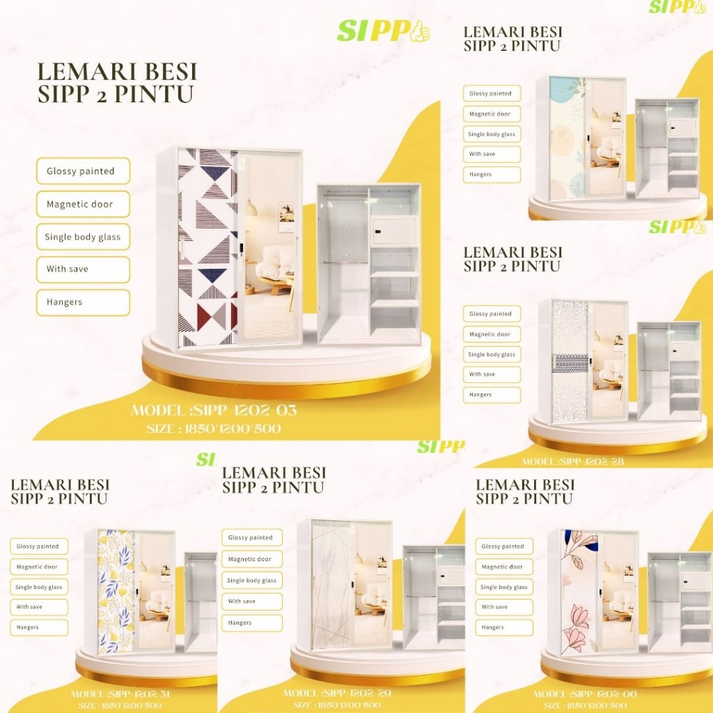 Lemari pakaian besi sliding 120 - Sipp // Lemari pakaian 2p