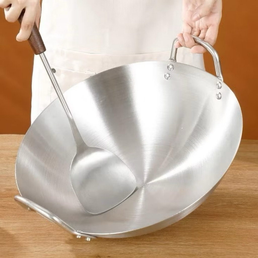 Europa - Wajan Kuali Stainless Steel 555 Tebal Kuat Dan Anti Lengket dengan Pegangan Kuali Besar - W