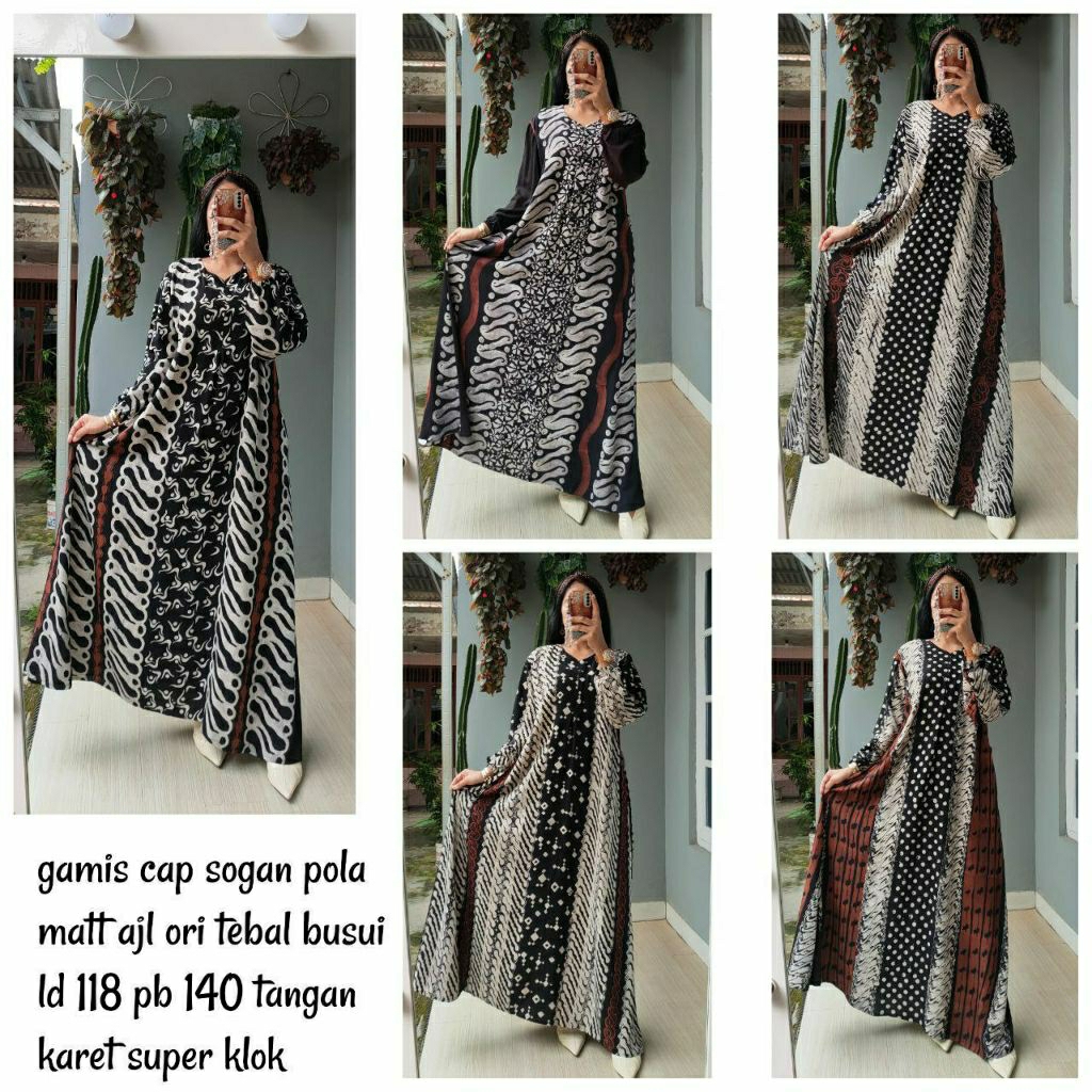 Gamis Batik Colet/ Batik Cap /Gamis Batik Sogan  bisa bayar dirumah/COD