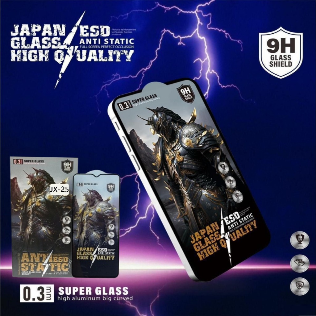 Tempered Glass JAPAN Full Screen Perfect JX-25 Persamaan /Universal ESD Anti Static Super Glass 1BOX