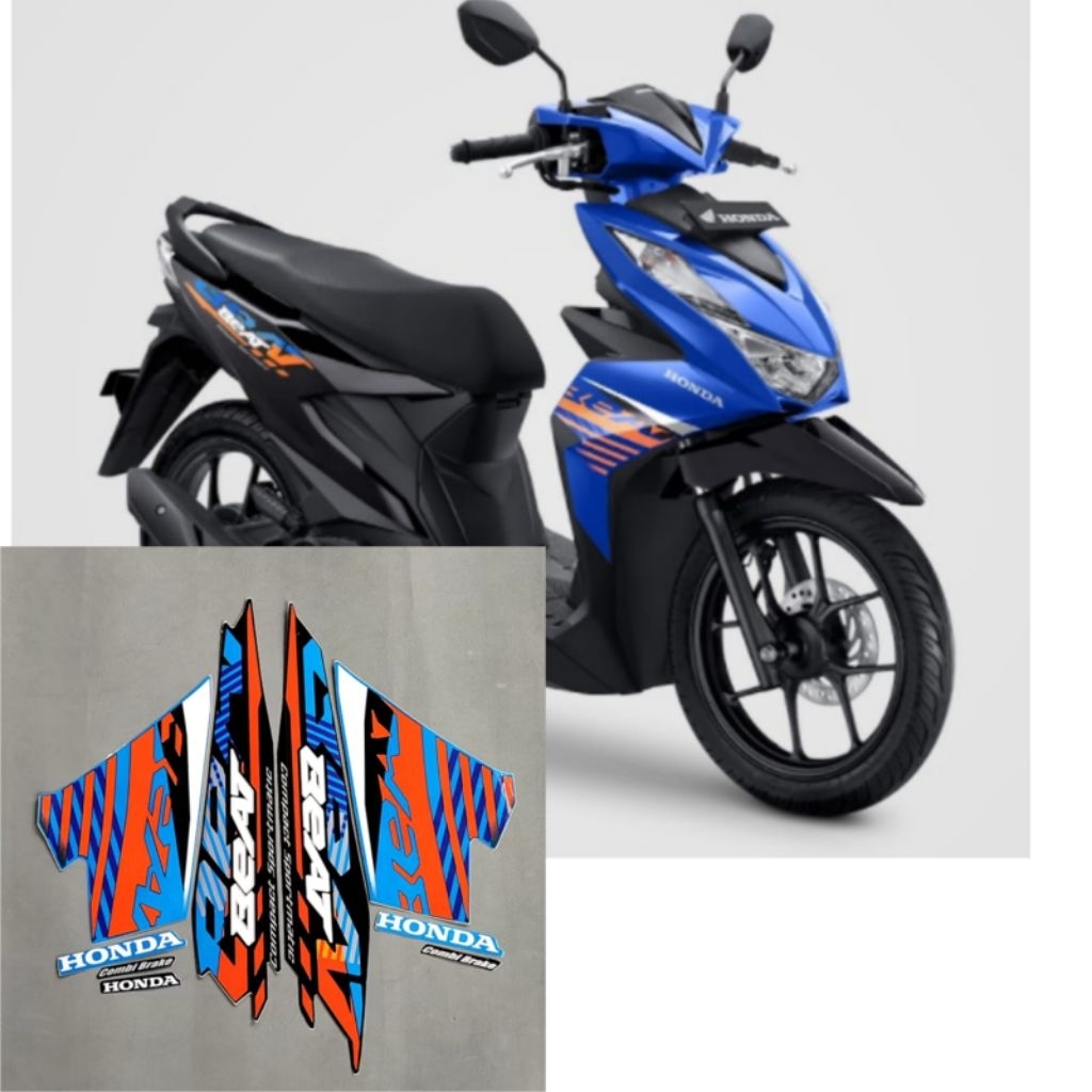 Stiker Striping Lis Body Motor Beat Cbs 2021Hitam Biru