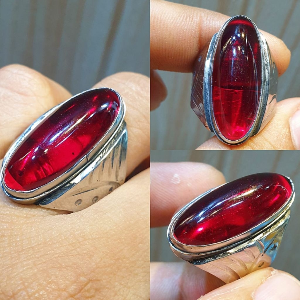 BATU CINCIN AKIK MERAH SIAM MODEL PANDAN
