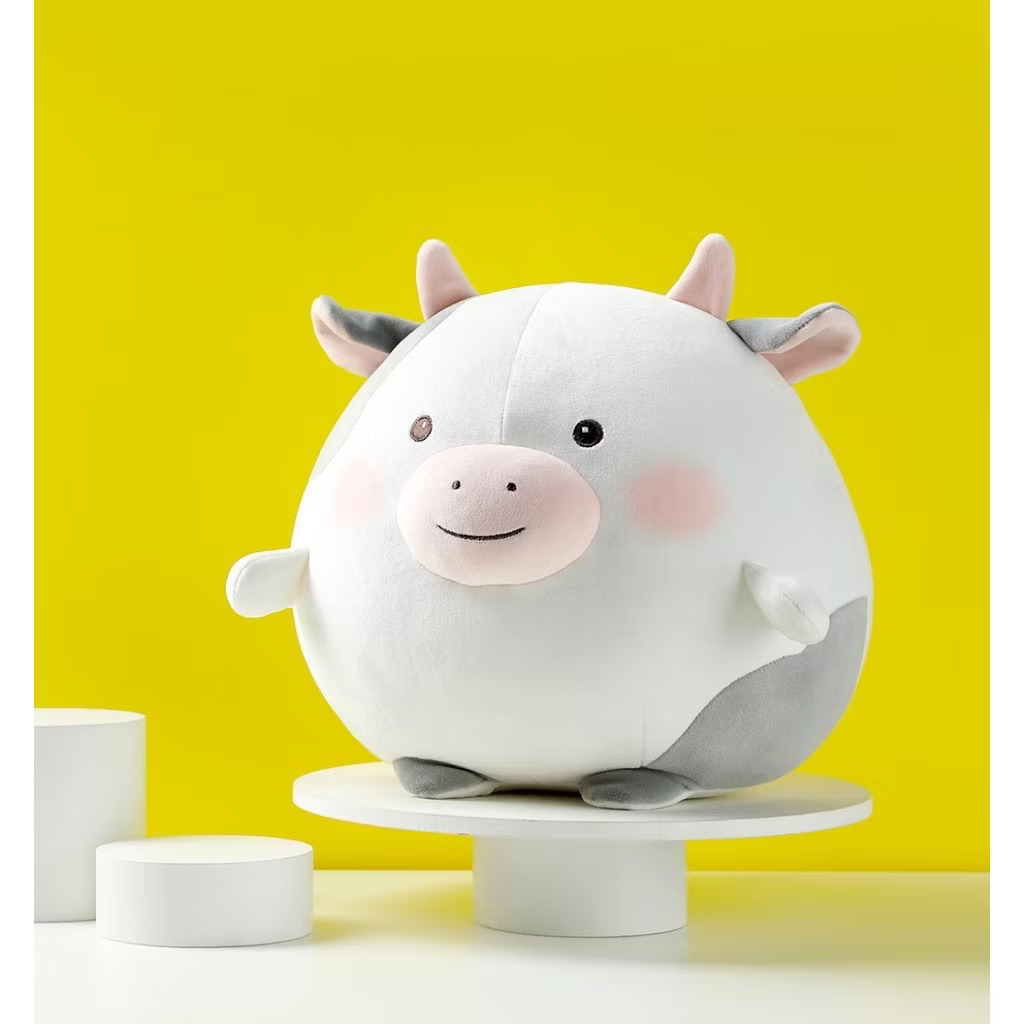MINISO ROUND COW PLUSH TOY / BONEKA SAPI