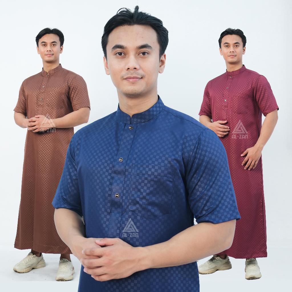 ORIGINAL JUBAH PRIA MUSLIM SLIMFIT JUBAH GAMIS PRIA LENGAN PENDEK BUSANA MUSLIM BAJU JUBAH MUSLIM