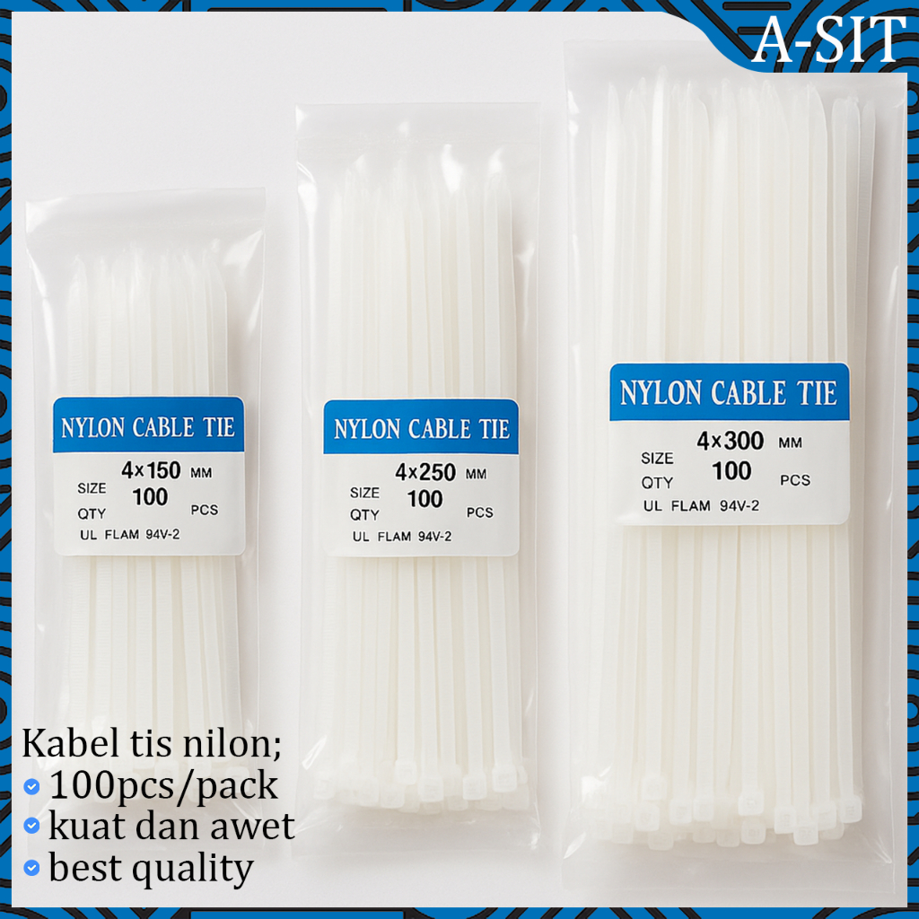 

(Pelastik saja) Kabel Tis Nylon 100 Pcs / Pack - Tahan Lama & Kuat | Cable Tie Serbaguna