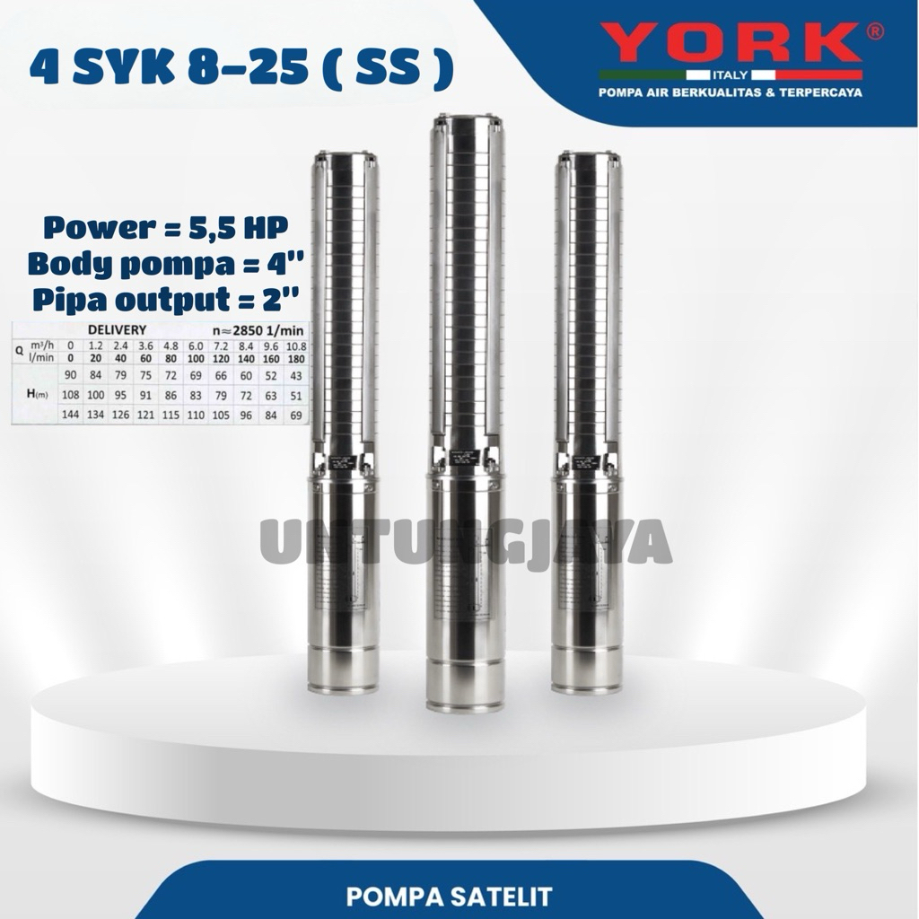 POMPA YORK SUBMERSIBLE PUMP 4 SYK 8-25 T (SS) // POMPA CELUP YORK 4SYK 8-25T(SS) // POMPA SATELIT YO