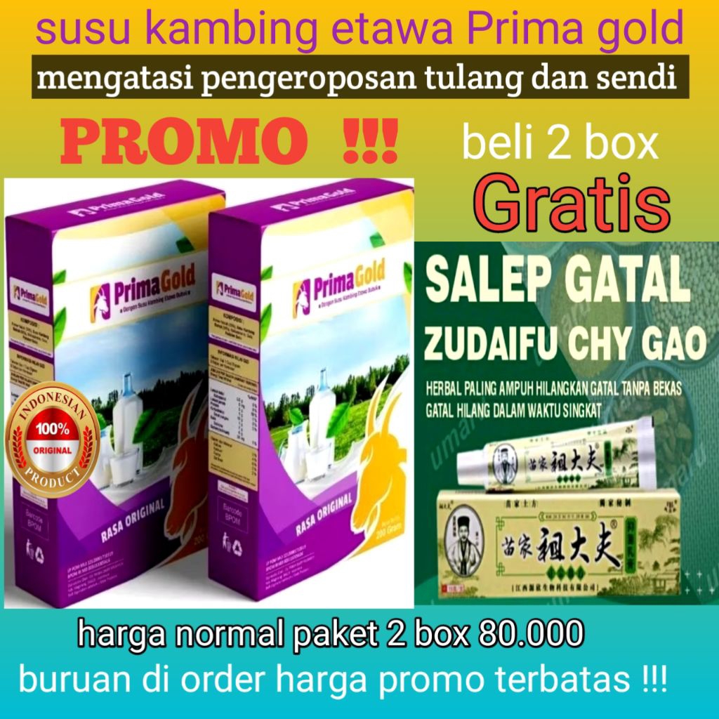 

PRIMA GOLD ORIGINAL Susu kambing etawa bubuk asli untuk kesehatan tulang dan sendi otot pegal