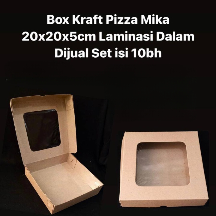 

Box Kraft Pizza Mika Laminasi Dalam Box Ha,pers Ukuran 20x20x15cm