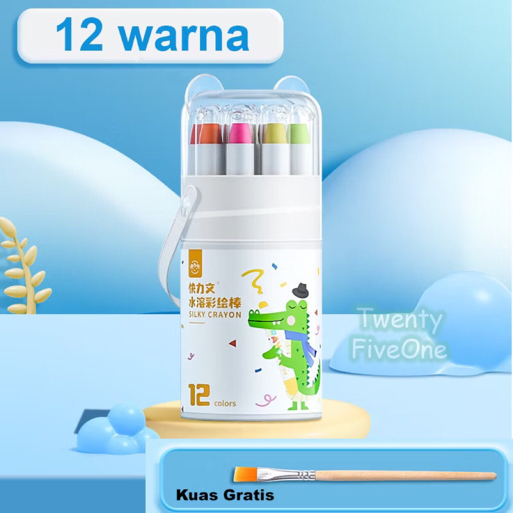 

（In Stock）Washable Silky Crayon 36/48 Warna Colorful Bucket Krayon Mewarnai Alat Warna Set/ Silky crayon