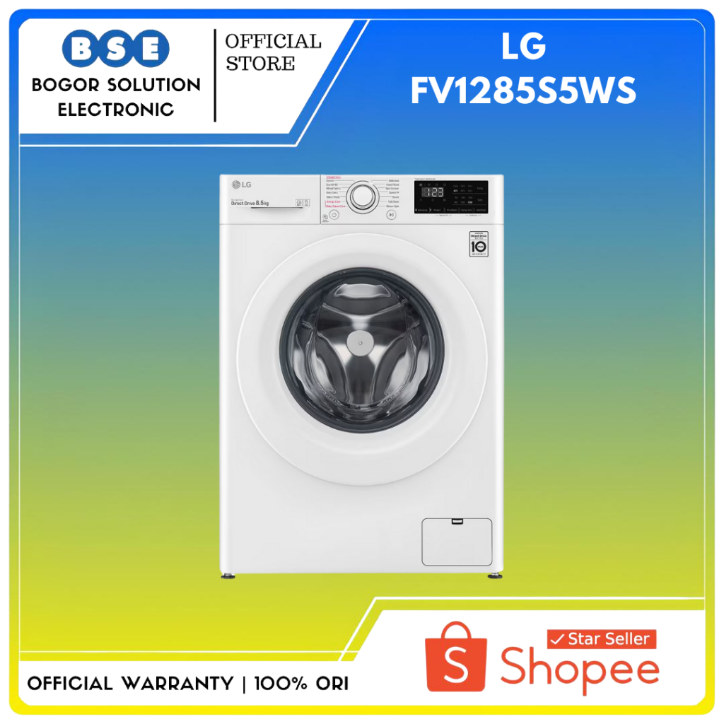 LG MESIN CUCI FRONT LOADING 8.5kg FV1285S5WS | LG 8.5 KG | FV1285S5WS
