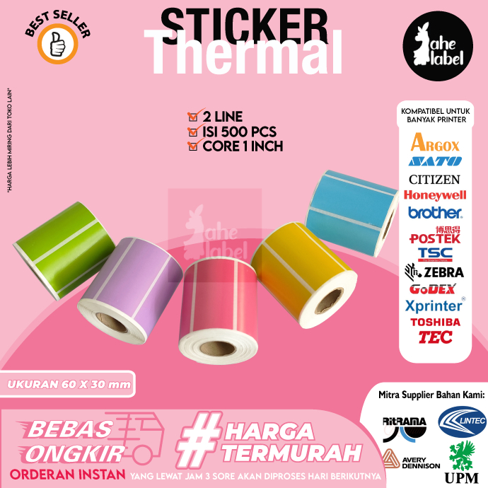 

STICKER LABEL BARCODE 60x30 MM THERMAL