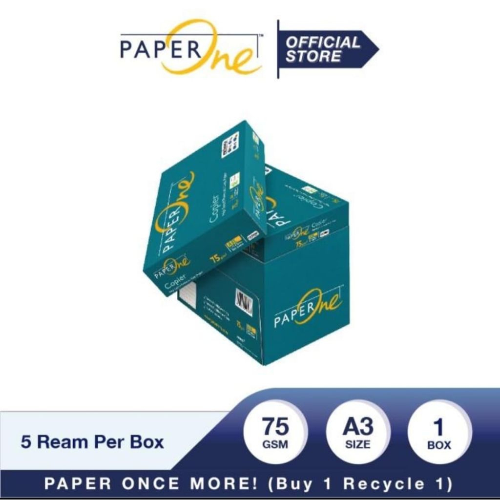 

Paper One Kertas Hvs ukuran A3L (297 x 420 mm ) 75 Gram / A3L 80 Gram / A3L 100 Gram - Box.