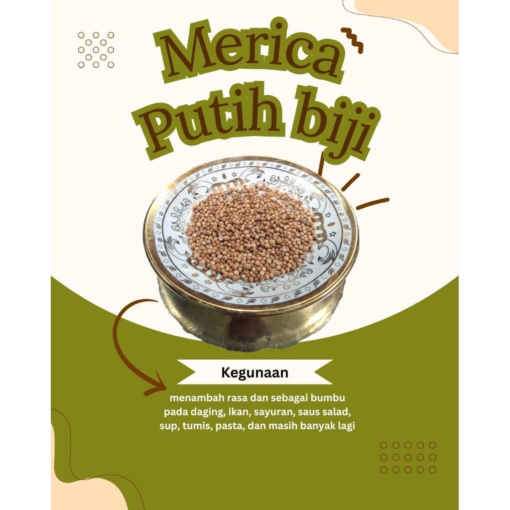 

BIJI MERICA PUTIH | Kualitas 100% Asli | Kemasan 1kg | Halal Premium |