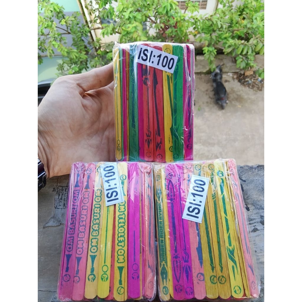 stik warna sablon 100 pcs / stik adu gebrak / mainan stik adu