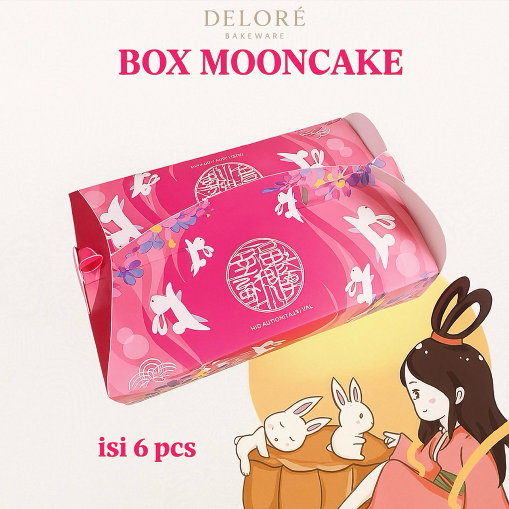 

DELORÉ Box Mooncake Isi 6pcs / Mika Box Mooncake Case Mid Autumn Festival / Box Jinjing Kue Bulan Kelinci