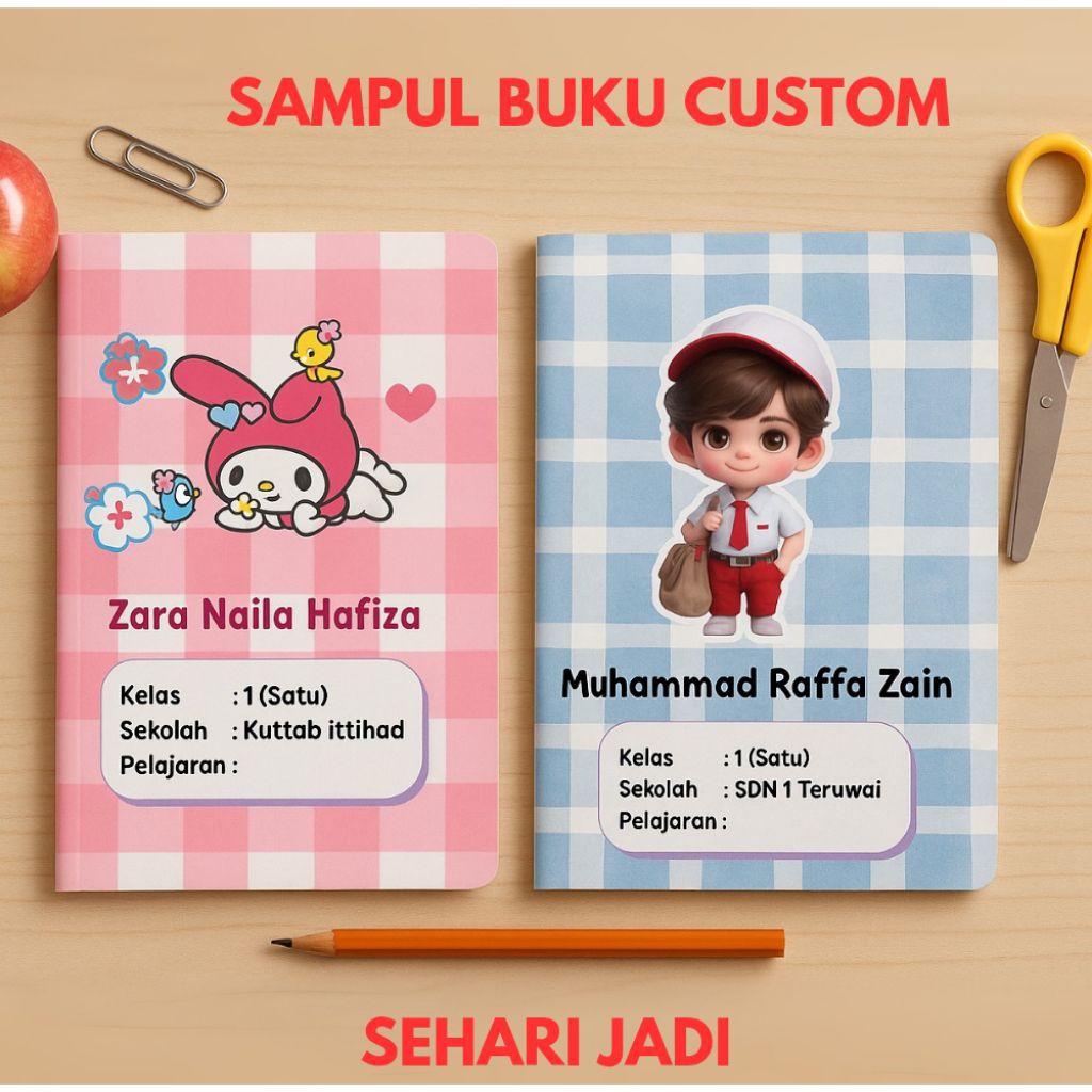 

SEHARI JADI Sampul Buku Stiker Buku Custom Nama Sticker Pelajaran