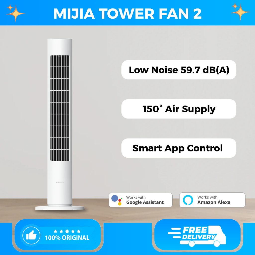 Kipas Angin Lantai Xiaomi Mijia Smart Tower Fan 2 Bladeless Stand Fan App Control