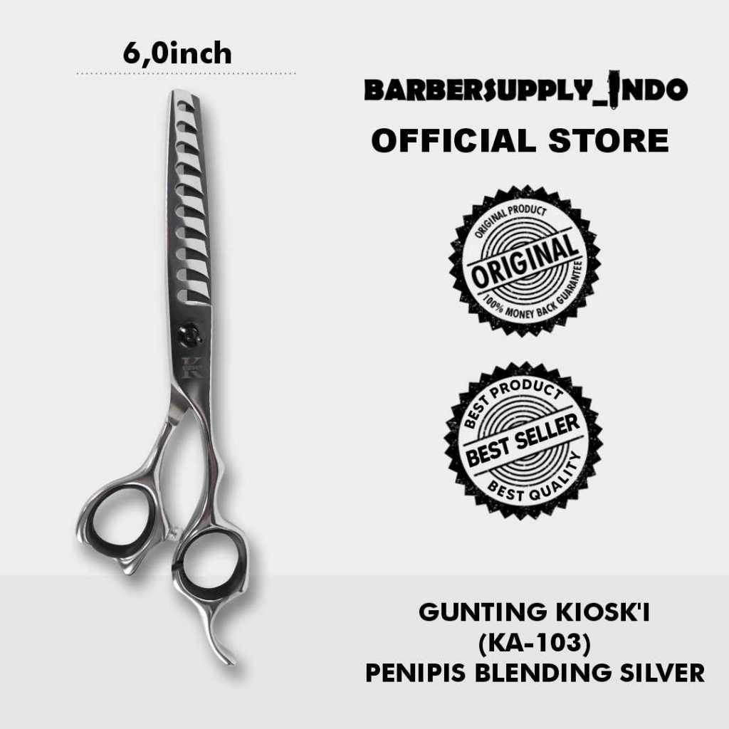 KIOSK'I SCISSOR GUNTING PENIPIS / BLENDING KIOSK'I (K-103) 6 INCH SILVER