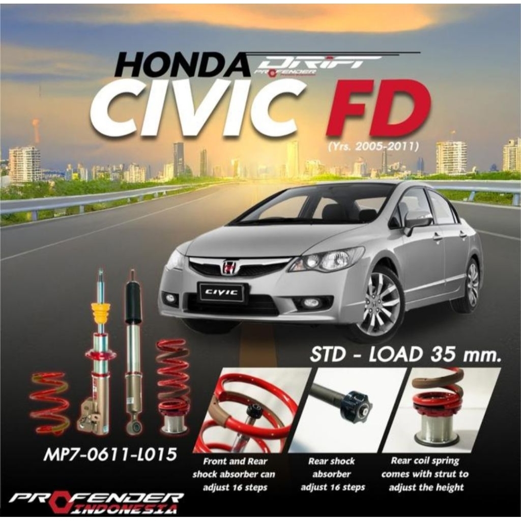 coilover profender drift honda civic fd 2007-2011