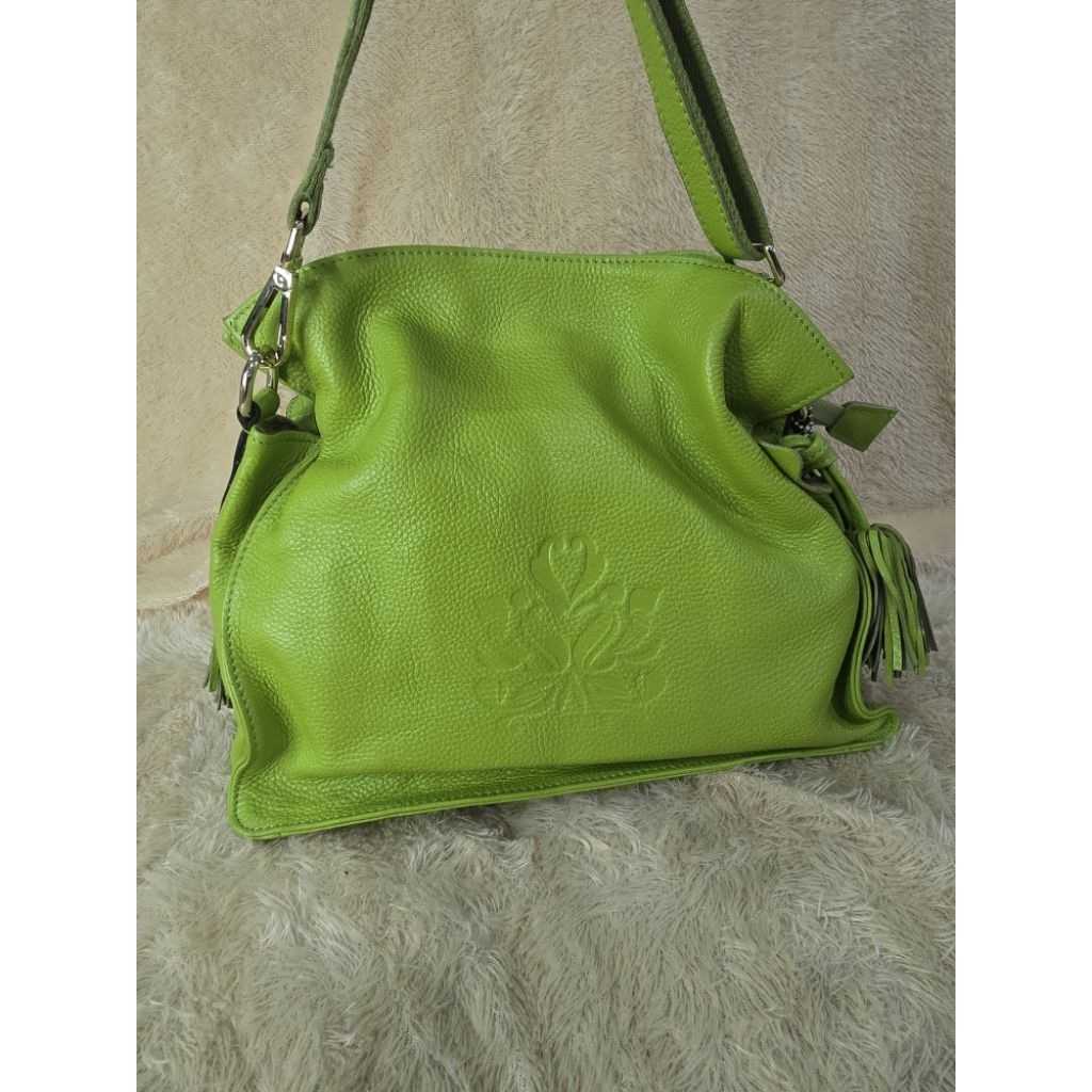 Ready tas Pl ssamzie warna hijau daun kulit sapi asli