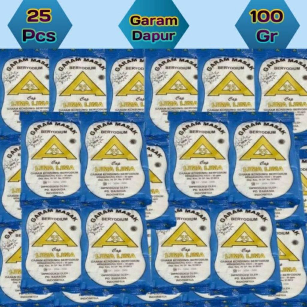 

garam masak beryodium kualitas tinggi 25 pcs berat 100gr per pcs