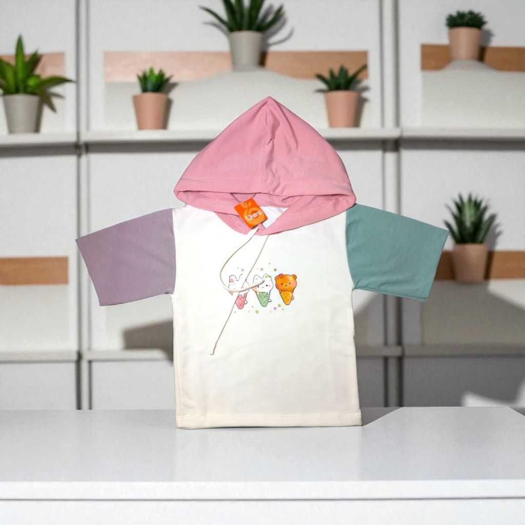 ORENZ Hoodie Anak Premium Unisex Stylish Fashionable Lengan Pendek Kombinasi Baby Terry Collection