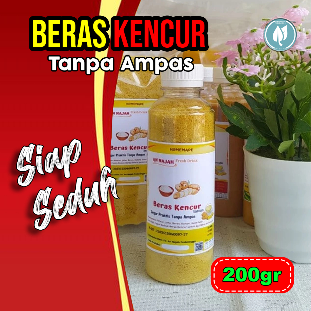 

BERAS KENCUR BUBUK PREMIUM [200gr] - RACIKAN 7 BAHAN ASLI PROBOLINGGO! Beras + Kencur + Jahe + Kunyit + Temulawak + Gula Tebu & Rempah - Minuman Instan Penambah Stamina!