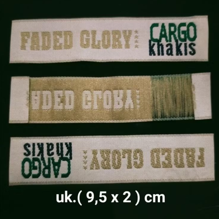 

label merek brand label (main) tag faded glory carga khakis