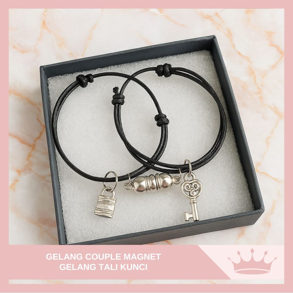 Gelang Couple Magnet Kunci Gembok Isi  2 Pcs / Gelang Pasangan  / Gelang Sahabat