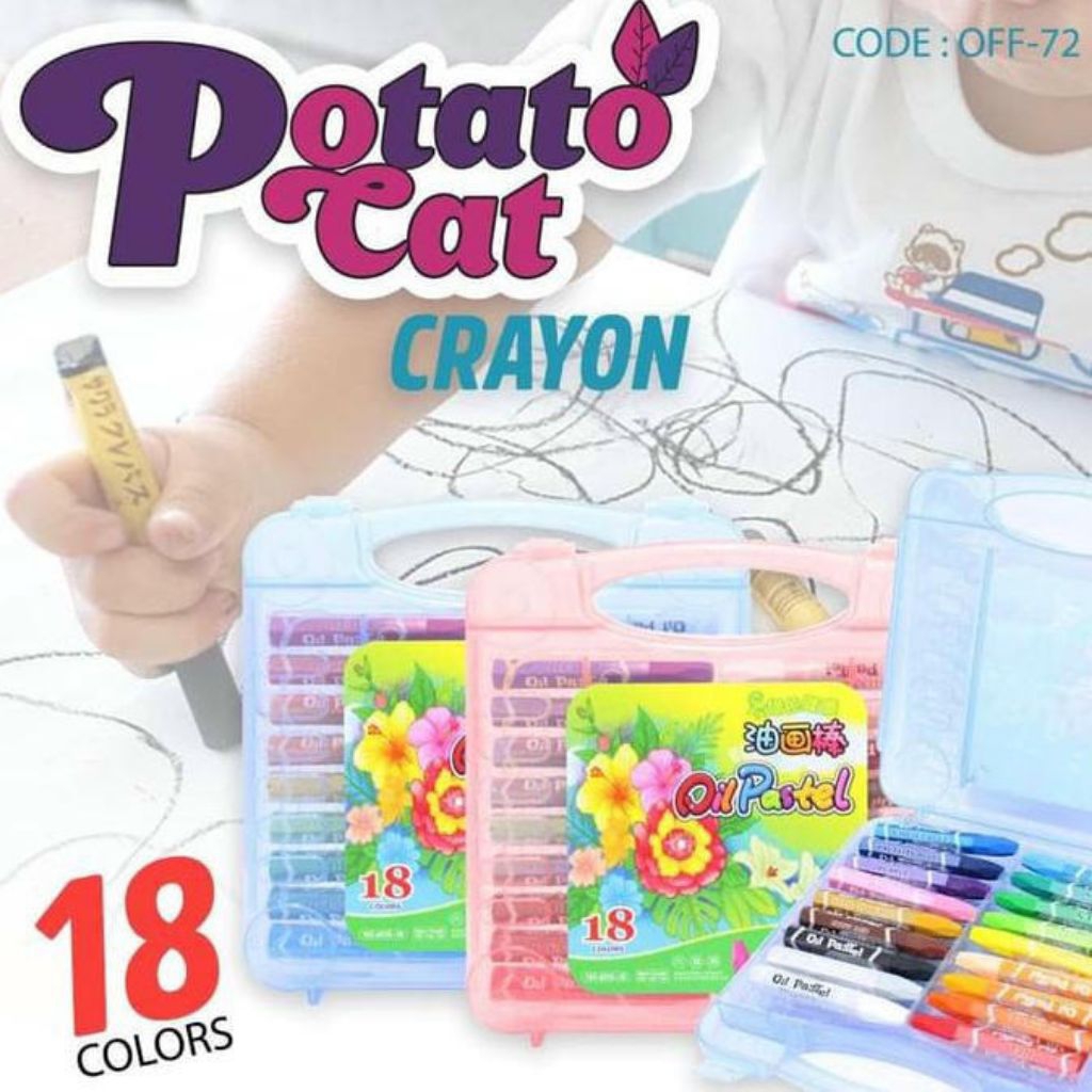 

New Product Potato Cat 18 Warna Crayon Oil Pastel Set 18 Color -