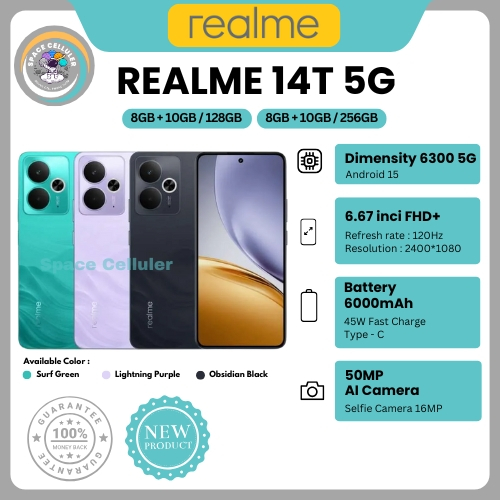 HP REALME 14T 5G 8/256GB, 14T 5G 8/128GB, 13 5G 12/256GB, 13 8/256GB & 13 8/128GB (GARANSI RESMI)