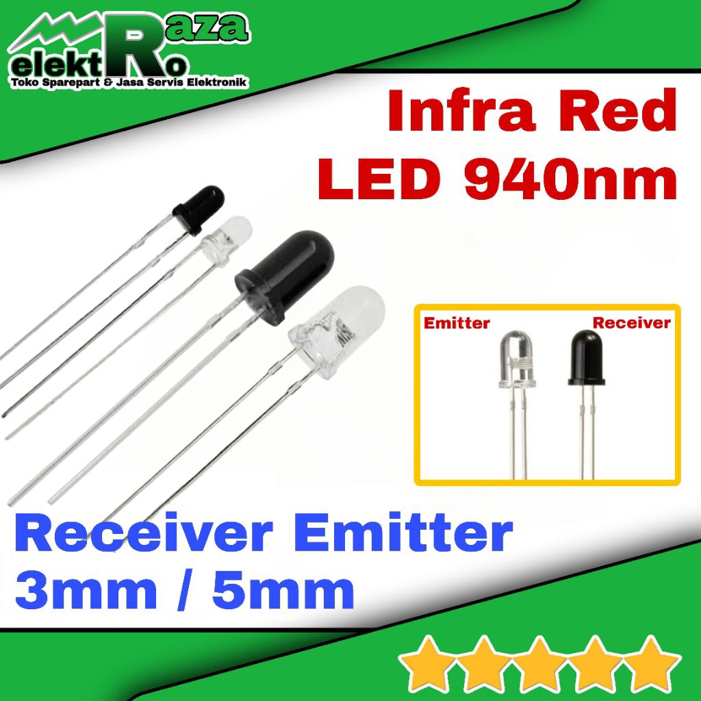 Set Led Infrared Receiver Emitter 940nm 3mm 5mm IR Infra Red Led