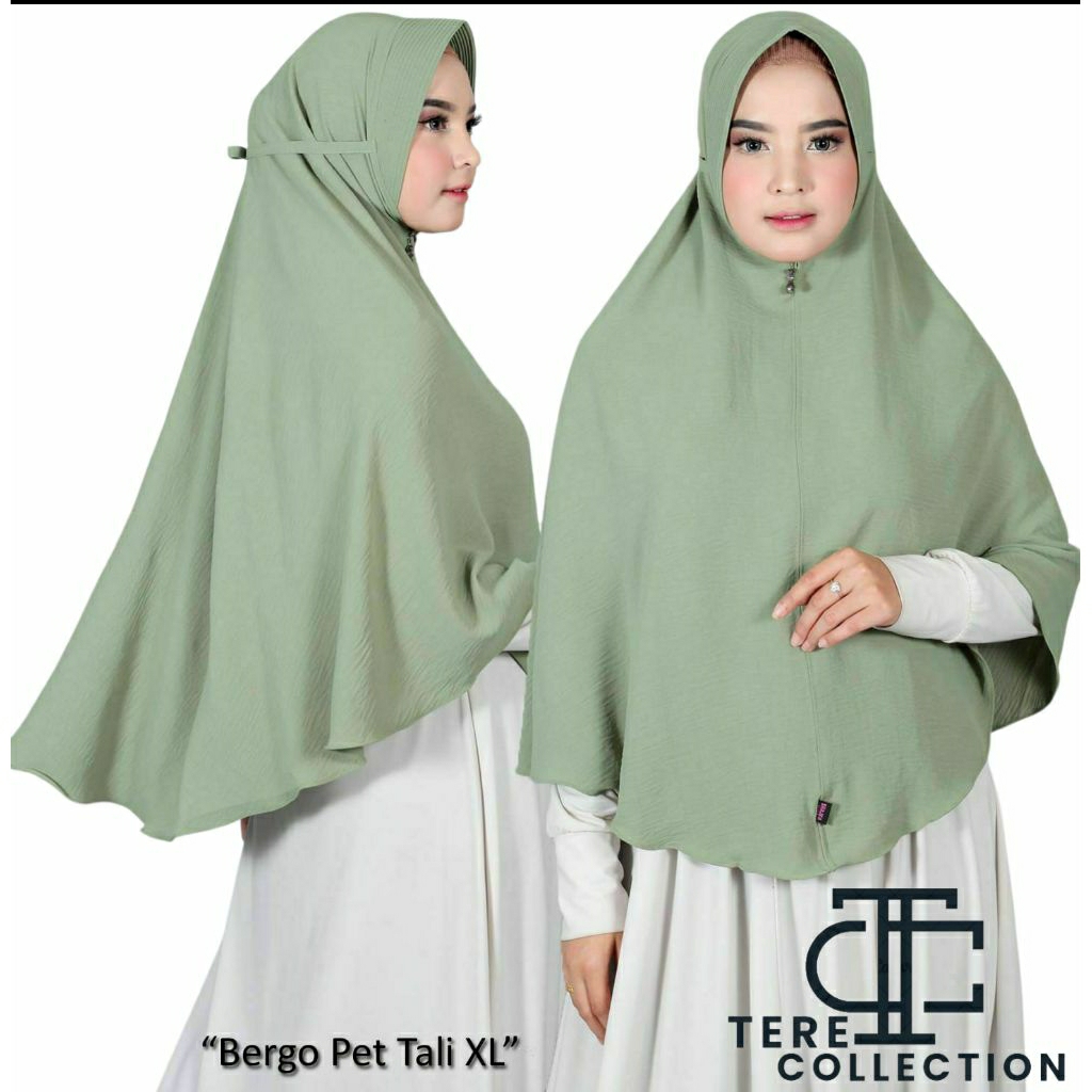 Bergo Maryam Crinkle Pet Tali Size XL/ Hijab Jilbab Crinkle Size XL