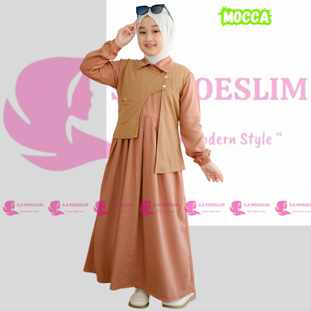 Afifah Dress Gamis Anak Terbaru 2025 Gamis Anak Bahan Rayon Twill Mix Knit Premium  Gamis Anak Kekin