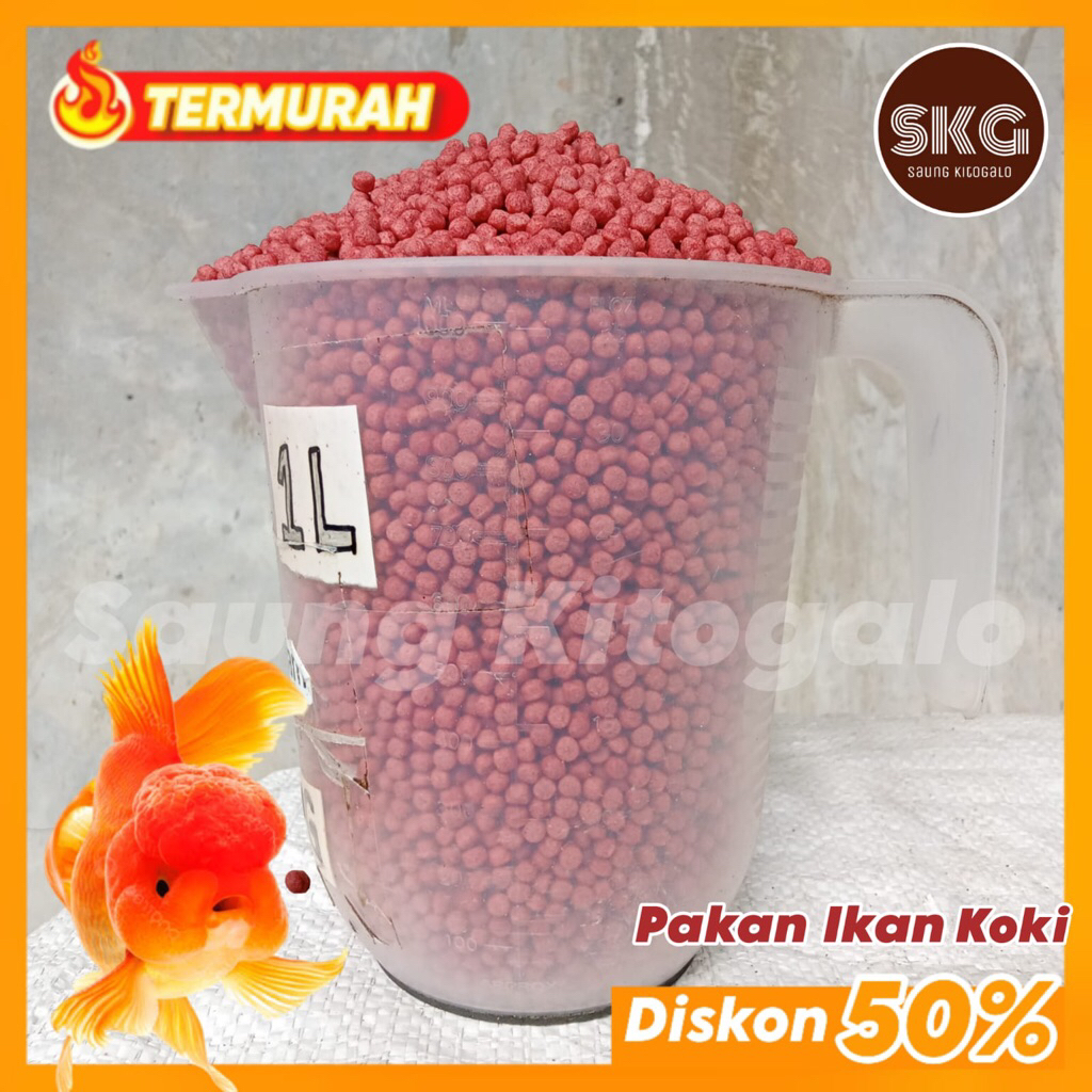 Pakan Ikan Koki Makanan Pelet Ikan Koki Protein Tinggi Cepat Besar 1L