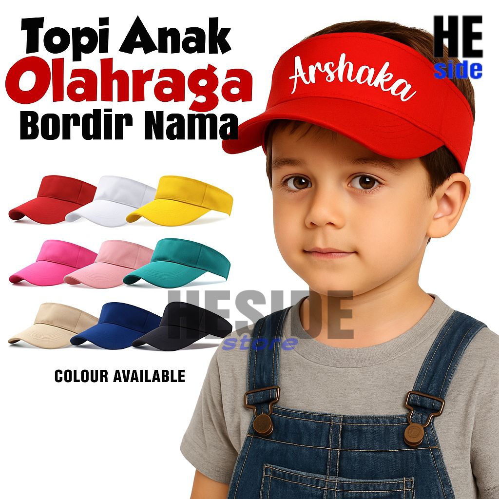 Topi Olahraga Anak / Topi Senam Anak / Topi Golf Anak TK-SD Laki-laki Perempuan Free Custom Bordir N