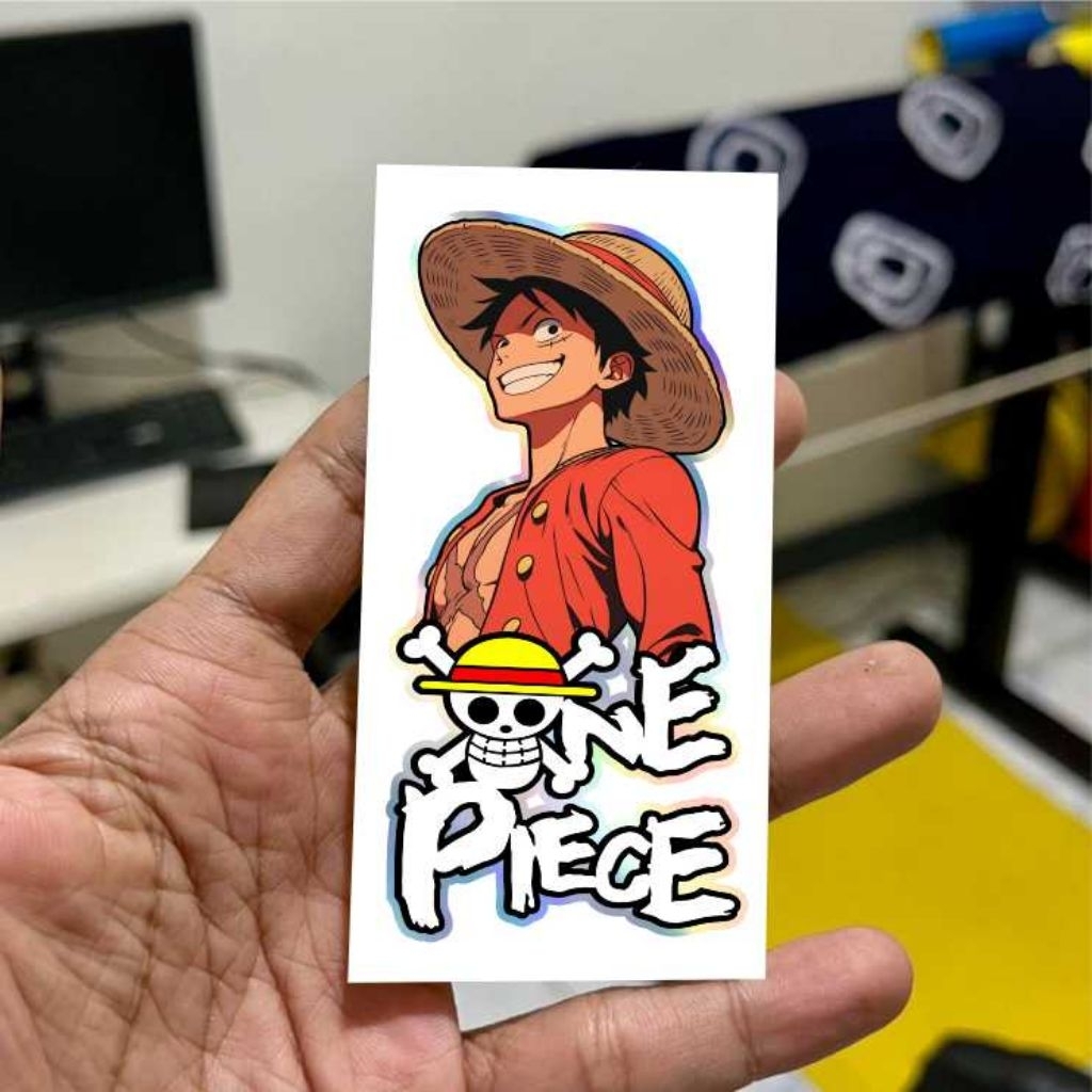 

sticker one piece terbaru, stiker anime, stiker luffi, stiker reflektive nyala dan hologram