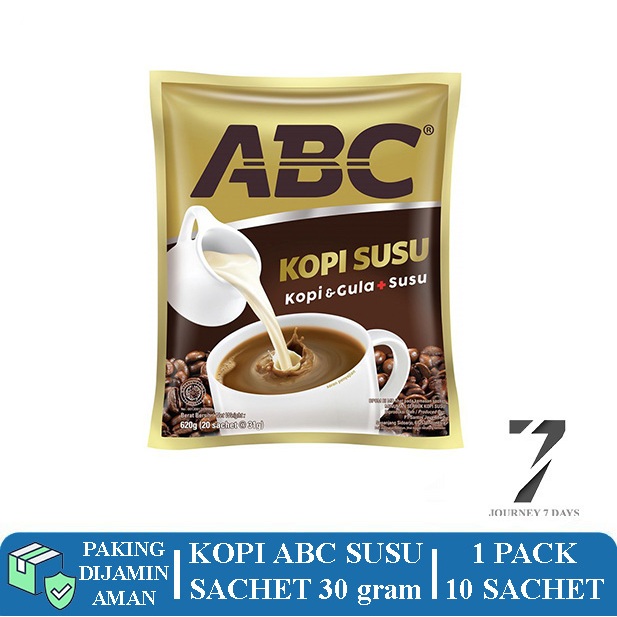 

KOPI ABC SUSU PACK 10 X 30 GRAM JOURNEY 7 DAYS DENGAN PAKING AMAN