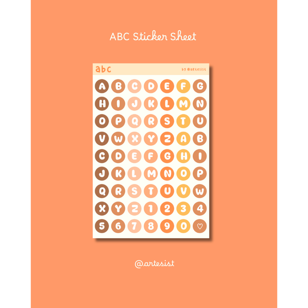 

ARTESIST - ABC Sticker Sheet / Aesthetic Sticker / Cute Sticker / Vinyl Sticker / Waterproof Sticker / Jurnal Sticker / Stiker Lucu / Stiker Estetik / Dekorasi