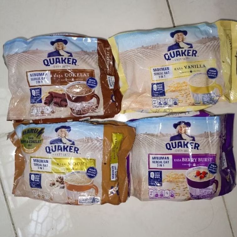 

Quaker 3in1 Minuman Sereal Oat Cokelat Vanilla Berry Mocha 8 Sachet