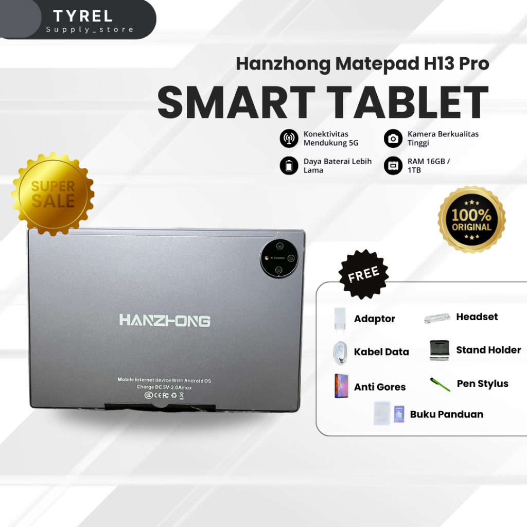 SUPER SALE HANZHONG SMART TABLET H13 PRO RAM 16GB/1TB