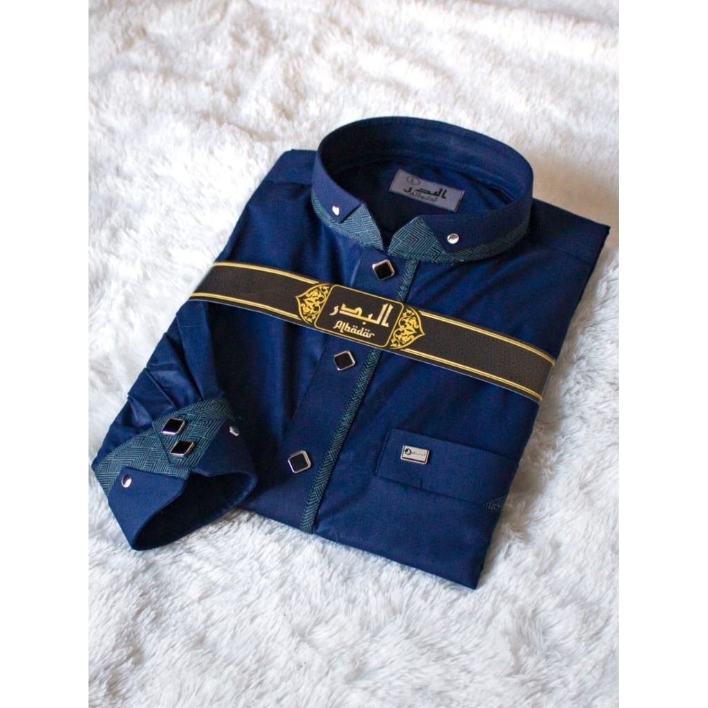 Jubah AL BADAR keren Kain Katun Kombinasi Manset,Bahan Halus dan Tidak Mudah Kusut